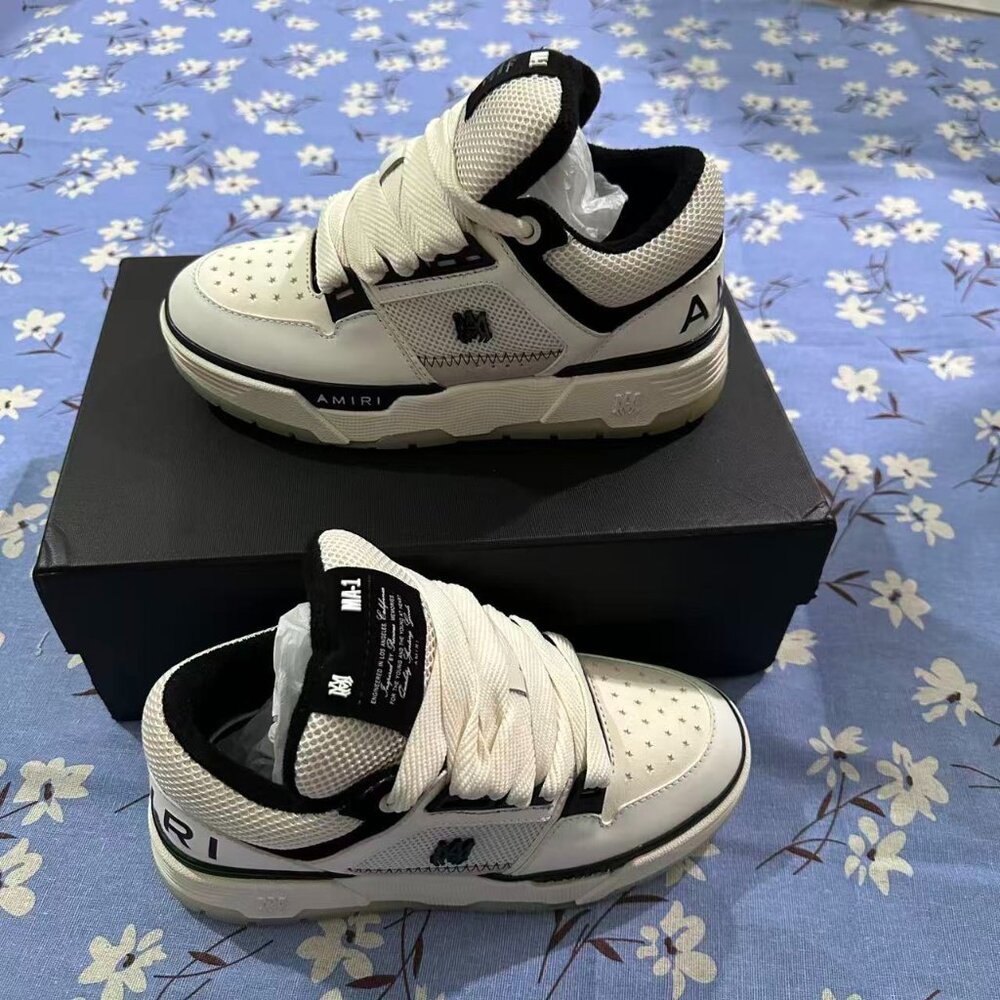 White Amiri Patchwork Leather Sneakers